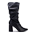 Bota Feminina Slouchy Cano Médio Salto Bloco 8 Cm Bico Fino Preto New York - Imagem 2