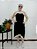 - Vestido em Viscolycra Preto com Detalhes Bege Tamanho G - Imagem 1