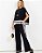 Conjunto Bicolor Preto de Branco Modern Chic – Blusa Ampla e Calça com Listras tamanho G - Imagem 1