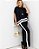 Conjunto Bicolor Preto de Branco Modern Chic – Blusa Ampla e Calça com Listras tamanho G - Imagem 2