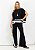 Conjunto Bicolor Preto de Branco Modern Chic – Blusa Ampla e Calça com Listras tamanho G - Imagem 5
