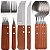Kit 18 Talheres Inox Cabo de Madeira Facas Garfos e Colheres - Imagem 1