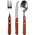 Kit 18 Talheres Inox Cabo de Madeira Facas Garfos e Colheres - Imagem 2