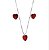 Conjunto Colar e Brinco Coração Vermelho Prata 925 45cm - Imagem 3