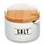 Saleiro de Porcelana com Colher e Tampa de Bambu Branco - Imagem 1