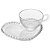 Xícara de Chá De Café Pearl Bolinhas Cristal Wolff 180ml Com Pires Prato de Coração - Imagem 1