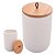Potiche Hermético de Cerâmica com Tampa de Bambu e Pegador de Corda Lines Branco 950ml Lyor - Imagem 5