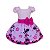 Vestido Temático Luxo Minnie Rosa Flores - Imagem 1