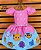 Vestido Temático Super Luxo Bichinhos Fofos Azul e Rosa - Imagem 5