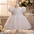 Vestido Bebê Batizado Tule com Pérolas manga Curta 086 - Imagem 1