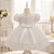 Vestido Bebê Batizado Tule com Pérolas manga Curta 086 - Imagem 3