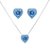Conjunto coração cristal safira e zircônia azul em banho de prata nano silver - Imagem 1