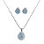 Conjunto colar brincos em banho de ródio branco gota cravejada de zircônias com pedra fusion azul claro - Imagem 1