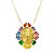 Colar banhado em ouro 18k divino espirito santo cravejado de zircônias coloridas - Imagem 1