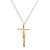 Colar banhado em ouro 18k cruz cravejada de zircônias com o nome Jesus - Imagem 1