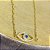 Colar em banho de ouro 18k elos cartier com olho vazado cravejado de zircônias cristais com zircônia azul - Imagem 3