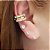 Trio de brincos piercings em banho de ouro 18k com zircônias cristais e liso - Imagem 2