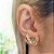 Brinco ear cuff em banho de ouro 18k  liso com zircônias coloridas e zircônias cristais - Imagem 2