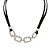 Choker em couro com elos em banho de ródio branco cravejado de zircônias cristais - Imagem 1