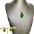 Conjunto colar e brincos em banho 18k com gota de cristal verde esmeralda - Imagem 2