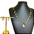 Conjunto colar e brincos banhado em ouro 18k com bolinhas na corrente e gotas de zircônia - Imagem 3