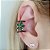 Brinco piercing em banho de ouro 18k cravejado de zircônias negras com flor de cristal verde - Imagem 2