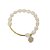 Pulseira elástica de pérolas com detalhes em banho em ouro 18k bolinha e flor cravejada de zircônias - Imagem 1