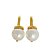 Brinco banhado em ouro 18k com detalhe liso e pérola shell - Imagem 1