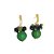Brinco banhado em ouro 18k com cristais naturais verdes e jade verde - Imagem 1
