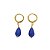 Brinco argola banhado em ouro 18k com gota facetada de jade azul - Imagem 1