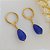Brinco argola banhado em ouro 18k com gota facetada de jade azul - Imagem 3