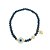 Pulseira elástica de cristal azul com olho grego em madrepérola e pérola cultivada com detalhes em banho de ouro 18k - Imagem 1