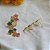 Brinco em banho de ouro 18k ear cuff flores de cristais coloridos - Imagem 3