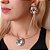 Conjunto em banho de ródio branco choker aro liso com pingente e brincos redondos entrelaçados - Imagem 2