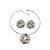 Conjunto em banho de ródio branco choker aro liso com pingente e brincos redondos entrelaçados - Imagem 1
