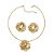Conjunto em banho de ouro 18k choker aro liso com pingente e brincos redondos entrelaçados - Imagem 1