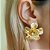 Brinco em banho de ouro 18k flor com zircônia cristal - Imagem 2