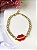Pulseira Boca Vermelha Folheada a Ouro 18K - Imagem 2