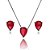 Conjunto Ródio Negro Pedra Cristal Rubi Gotas - Imagem 1