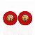 Brinco Dourado Botão Resina Vermelho - Imagem 1