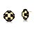 Brinco Dourado Flor Esmaltado Preto - Imagem 1
