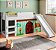 Cama Infantil Playground 192cm com Escorregador e Cortina e Branca - Imagem 1