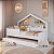 Cama Infantil 200,3x106cm Moldura Casinha com Cama Auxiliar e Livreiro - Imagem 6