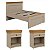 Conjunto Quarto England em MDF Cama de Casal e 2 Mesas de Cabeceira - Imagem 3