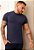 Camiseta Canelada Gola Média Azul Marinho - Imagem 1