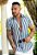 Camisa Linho Listrada Azul Celeste - Imagem 1
