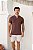 Camiseta Texturizada Gola De Zíper Marrom Café - Imagem 3