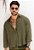 Camisa Linho Manga Longa Verde Militar - Imagem 1