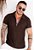 Camiseta Polo Tricot Zíper Marrom Café - Imagem 1