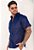 Camisa Social Acetinada C/ Elastano Azul Marinho - Imagem 1